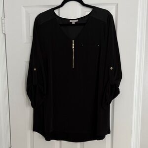 Roz & Ali Black Blouse with Gold Accents